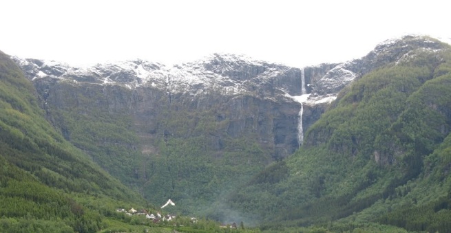 Mountains with waterfall